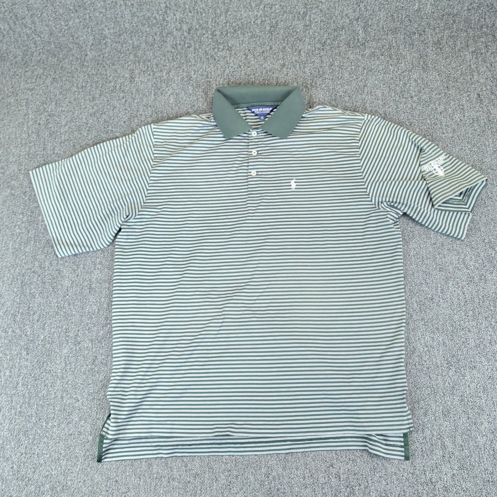 Polo Golf Ralph Lauren Mens XL Pima Cotton Green Striped Robert Trent Jones Polo — photo 2